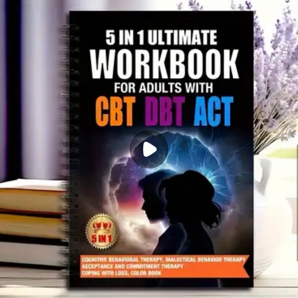 5 in 1 Ultimate Workbook for Adults - CBT DBT ACT - Black Spiral Cover
